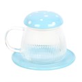 Blue Glass Mushroom Mug & Saucer